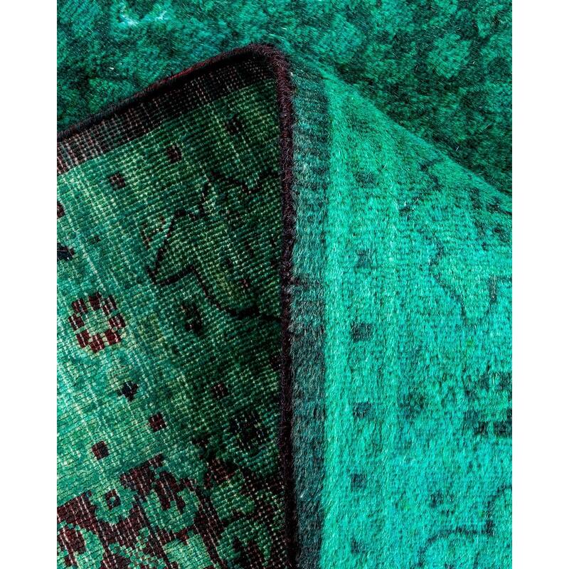 Overton Hand Knotted Wool Vintage Inspired Modern Contemporary Overdyed Green Area Rug - 3' 2" x 5' 3"