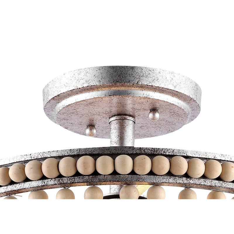 Georgian Wood Beaded/Metal LED Flush Mount, by JONATHAN Y