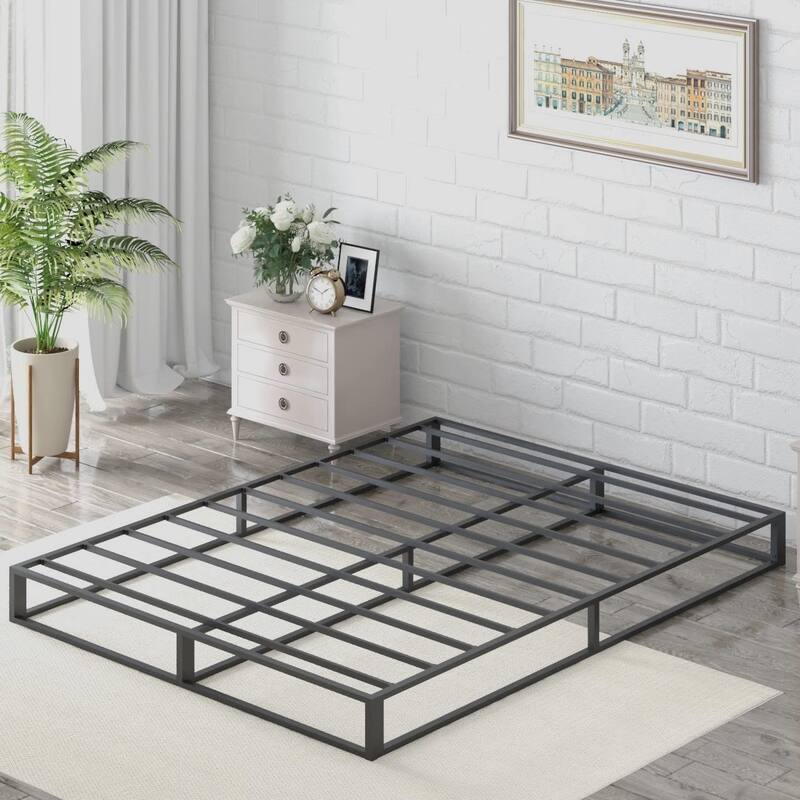 6" Queen Bed Frame w/ Steel Slat Support, Low Profile Metal Platform Bed Frame Support Mattress Foundation, No Box Spring Needed