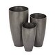 preview thumbnail 3 of 13, Grey Iron Contemporary Modern Round Floor Planter (Set of 3) - 15 x 15 x 30Round