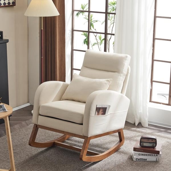 slide 2 of 16, Accent Rocking Chair, Upholstered Nursery Glider Rocker, Orange and White