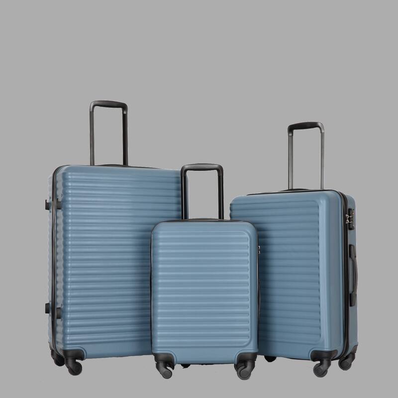 Durable 3-Piece ABS Luggage Set, Carry-On 20", Check-In 24" & 28" with Spinner Wheels