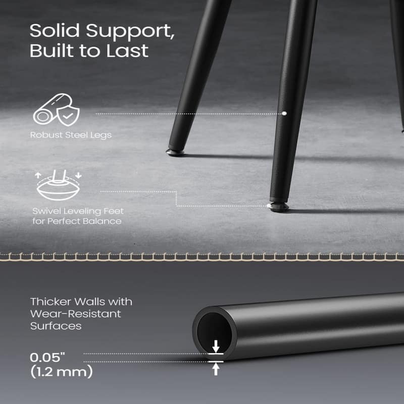 Modern Dining Chairs with Steel Frame and Synthetic Leather Padded Seat