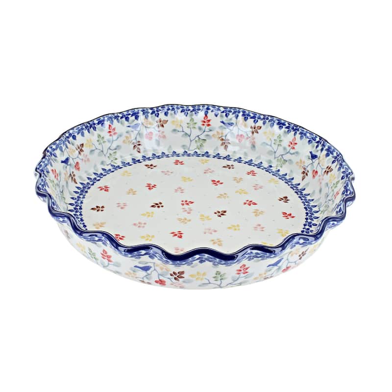 Blue Rose Polish Pottery 636 Ceramika Artystyczna Pie Plate - Autumn Grove