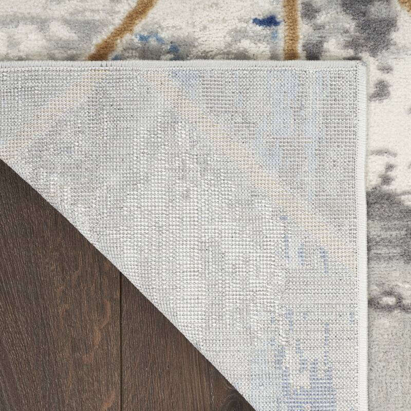 Fisa Power Loomed Geometric Modern Non Skid Stain Resistant Low Pile Area Rug By HomeRoots - 72' X '48' X '0.25