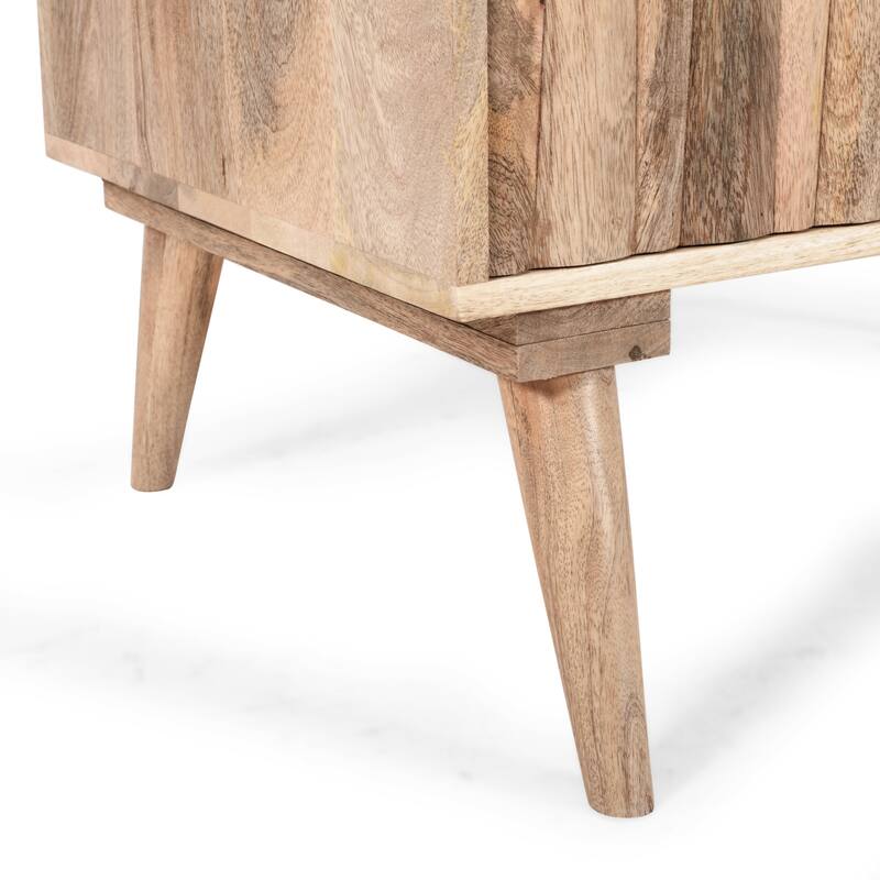 Roomfitters Stylish 2-Drawer 2-Door Cabinet in Natural Mango Wood Finish, Modern Sideboard