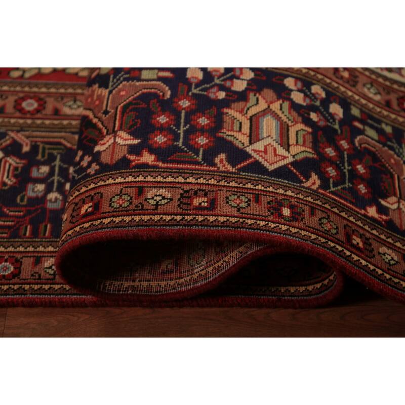 Red Medallion Tabriz Persian Vintage Area Rug Handmade Wool Carpet - 9'10" x 13'4"