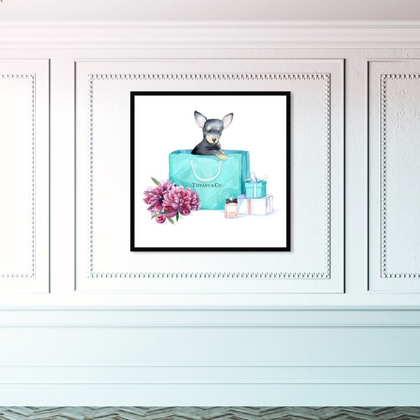 Oliver Gal 'acqua chic chihuahua' Animals Wall Art Framed
