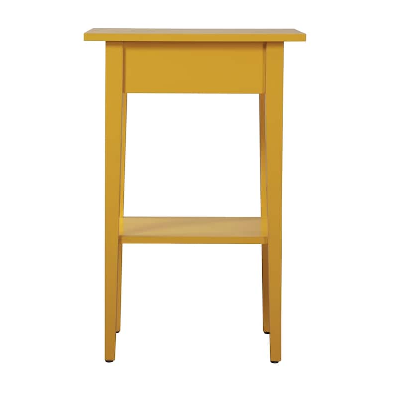 1-Drawer Wooden Nightstand with Open Shelf - 28" - Yellow