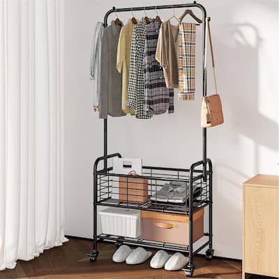 Laundry Basket with Wheels Rolling - 16.55"D x 26"W x 70.25"H