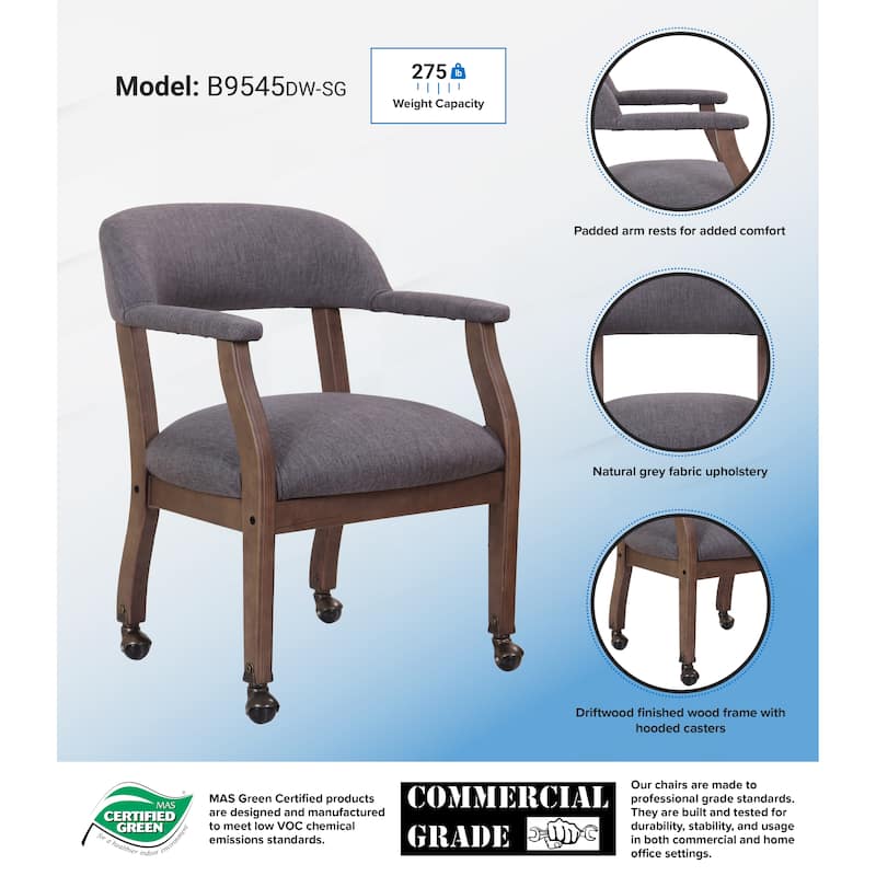 Boss Office Products Driftwood Captain's Guest Arm Chair