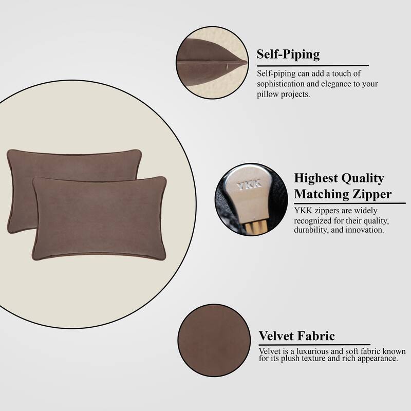 A1HC Set of 2 Luxurious Fine Soft Velvet Throw Pillow Covers Only, For Sofas, Beds, Vibrant Colors and Hidden Zipper