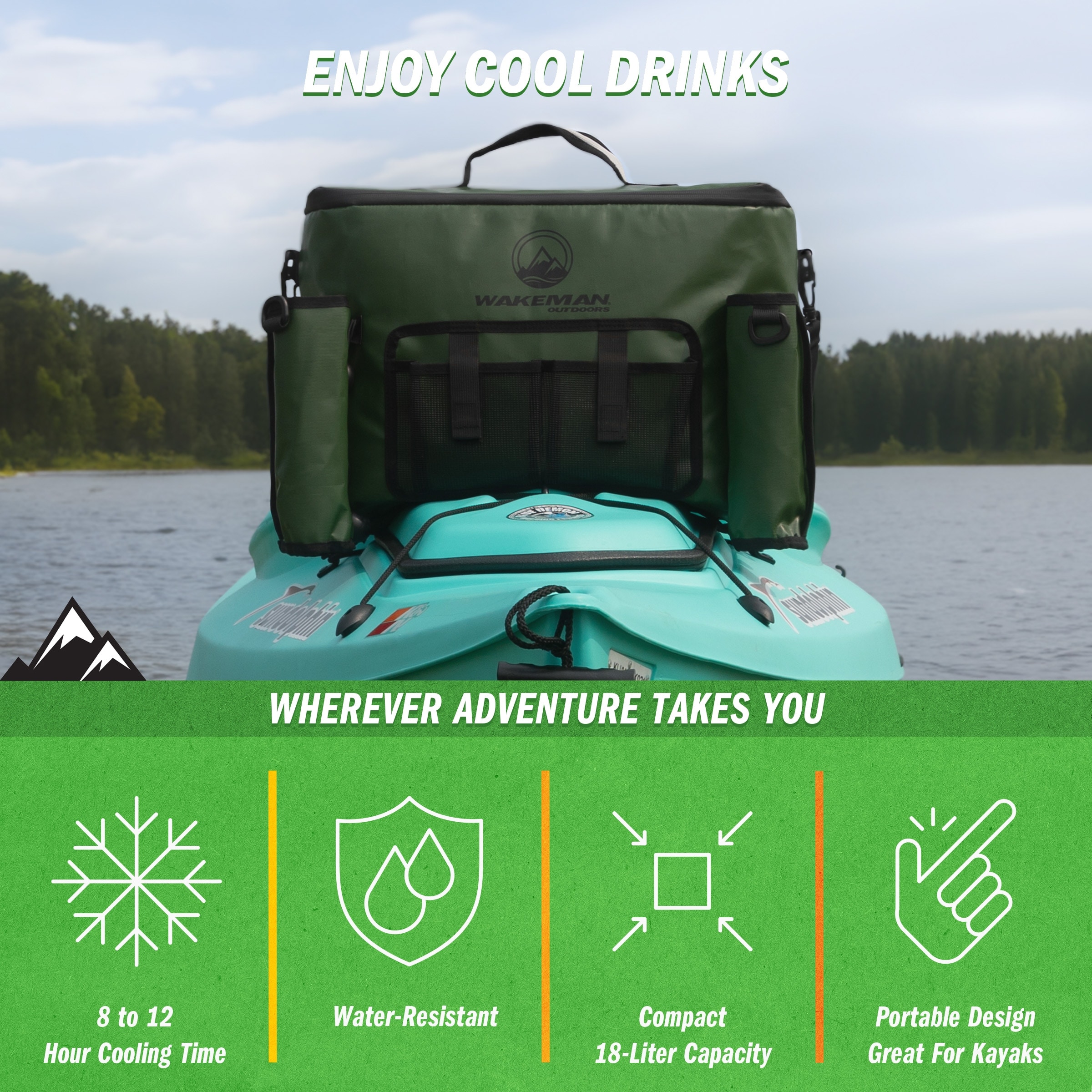 Kayak Cooler - 18L Seat Back Fishing Cooler - Water-Resistant Insulated Bag  - 8-12 Hour Cooling Time by Wakeman Outdoors - Bed Bath & Beyond - 40233966