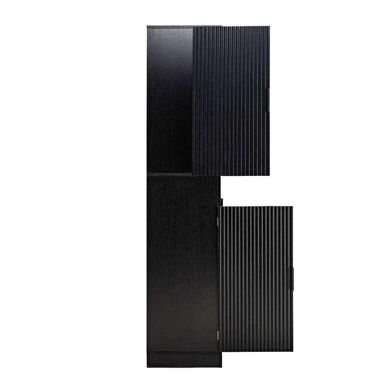 72" Fluted Kitchen Pantry Cabinet, Freestanding Cupboard Storage Cabinet with Drawers and Adjustable Shelves