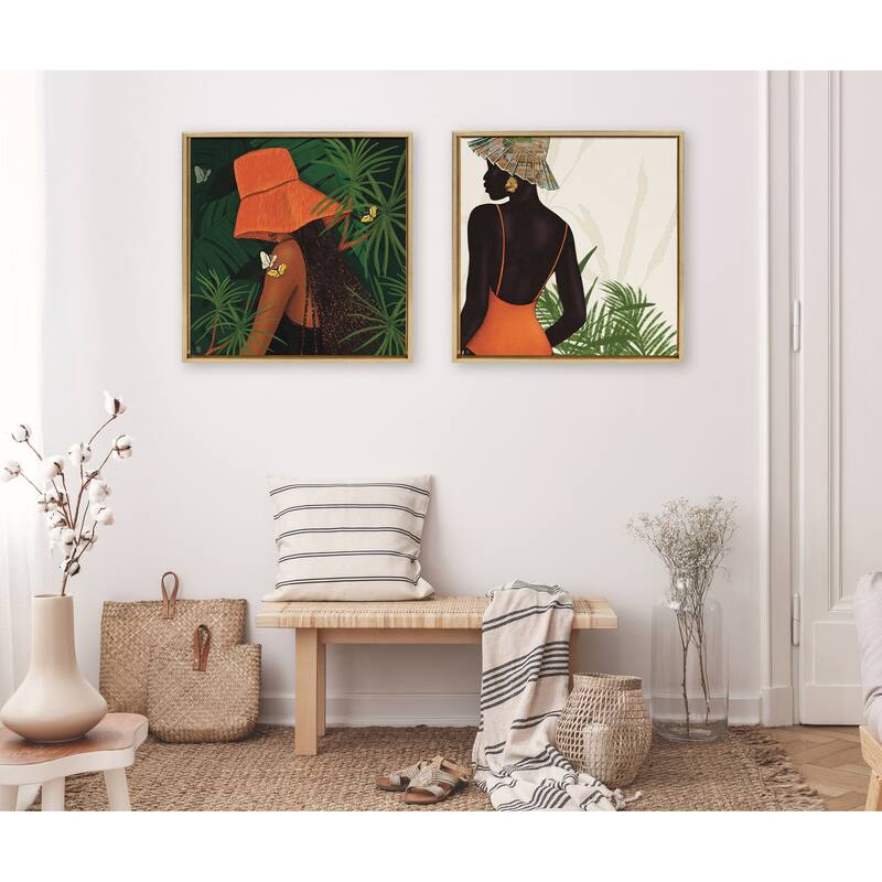 Kate and Laurel Sylvie So So Tropical Framed Canvas by Mary Joak