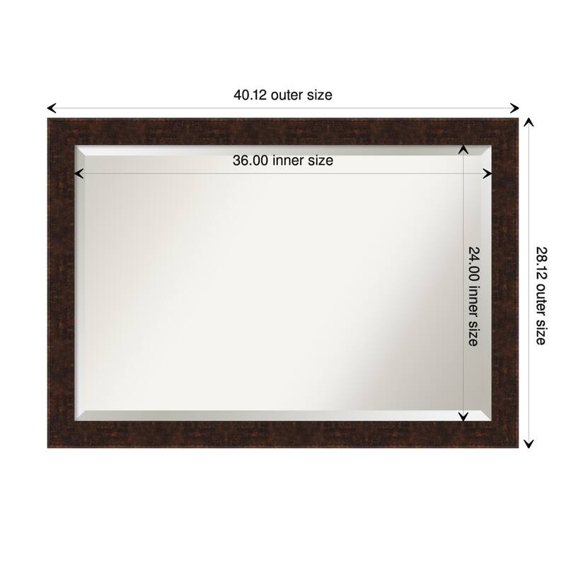 Beveled Wall Mirror - William Mottled Bronze Narrow Frame - William Mottled Bronze Narrow - 40 x 28-inch