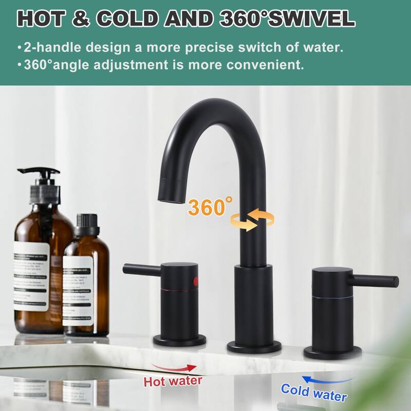WOWOW 8 in. Widespread Double Handle Bathroom Faucet
