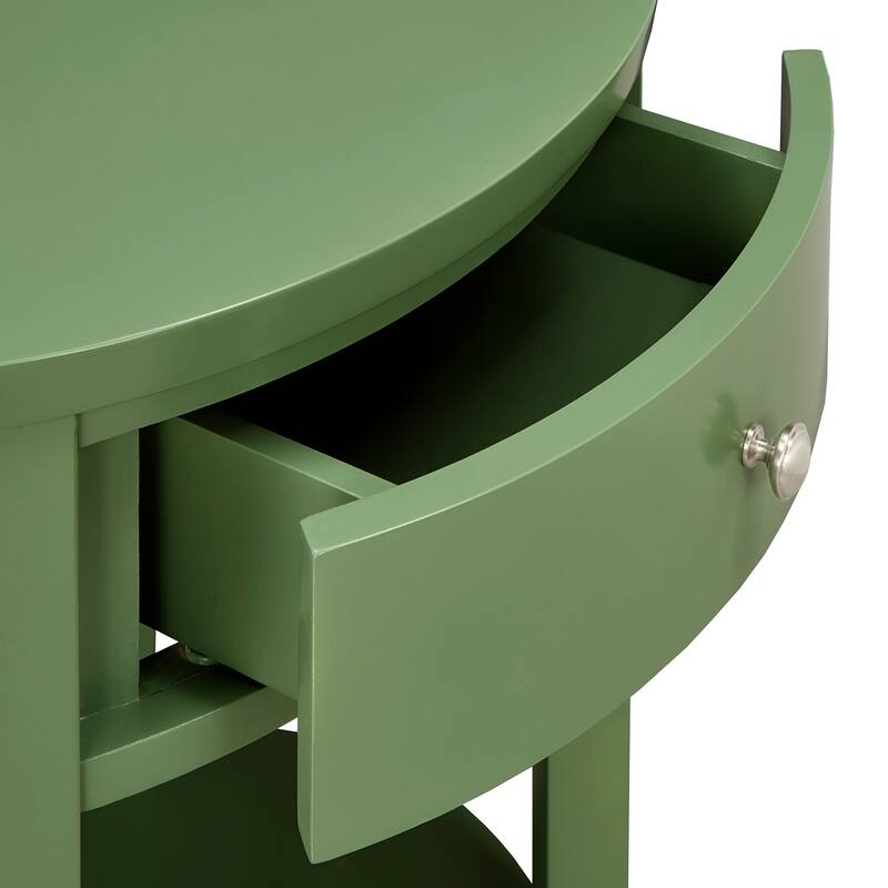 Fillmore 1-Drawer Oval Wood Shelf Accent End Table by iNSPIRE Q Modern