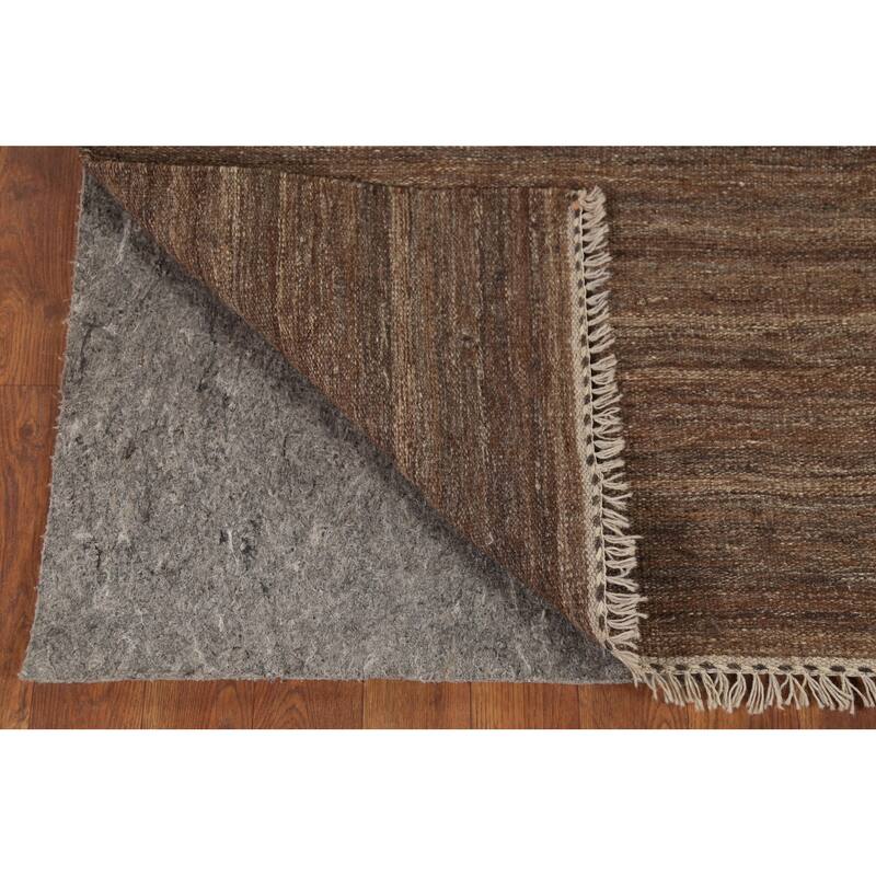 Hand-Woven Brown Kilim Persian Vintage Rug Hand-Knotted Wool Carpet - 5'2"x 6'7"