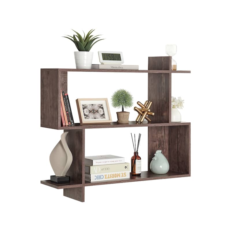 Danya B. Manasa Floating Geometric Kilter Two-Tier Wall Shelf