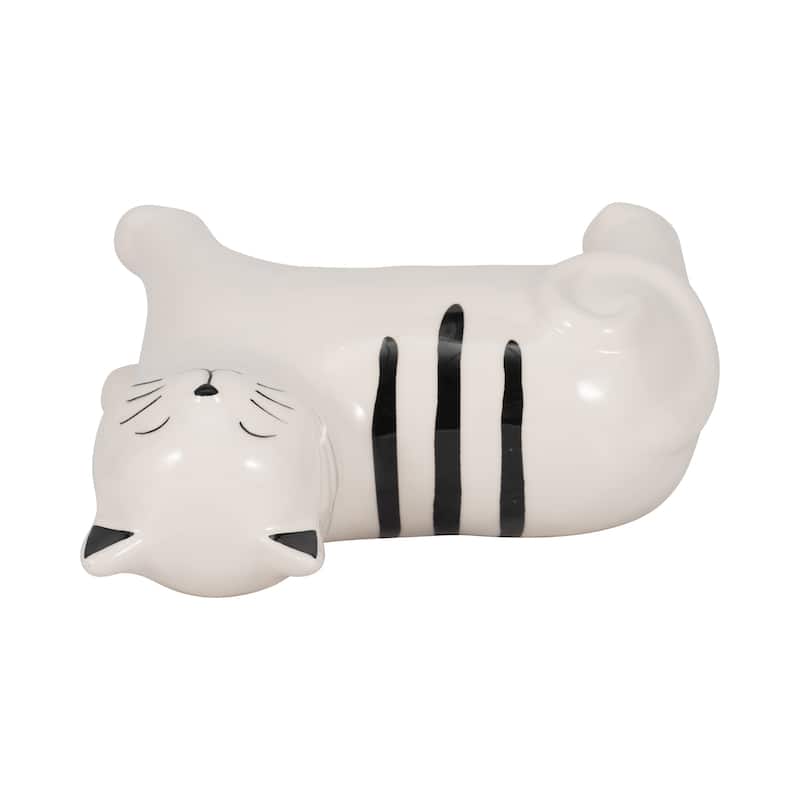 Sagebrook Home's Ceramic 7" Standing Kitty Figurine, Delightful Black and White Decor Piece - 7" x 3" x 7"