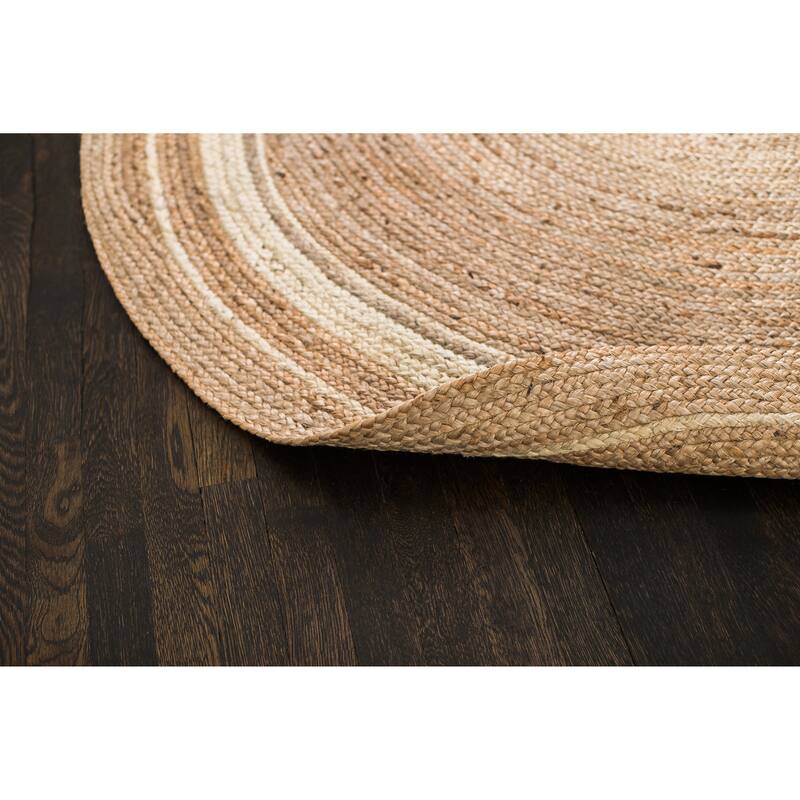 Jani Tara Ivory Rings Jute Rug - Kerala Jute Design, Sunshine Color, 6 Feet