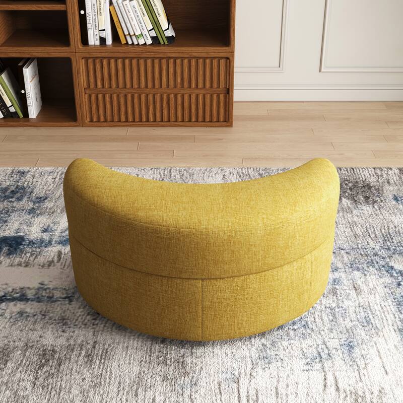 Moon Crescent Storage Upholstered Ottoman - Mustard-Chenille