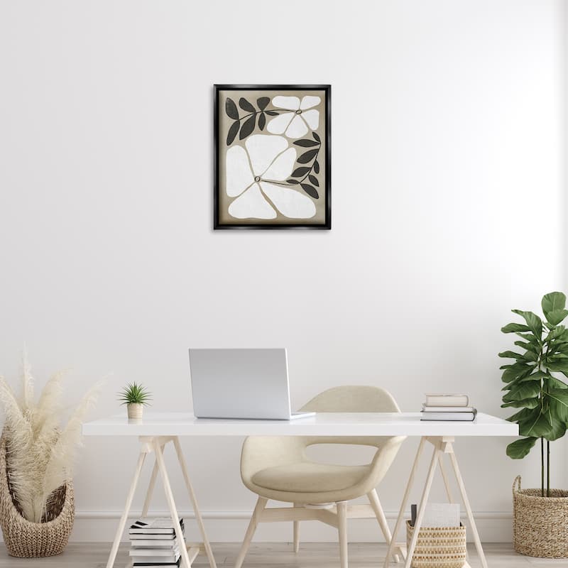 Stupell Oblong Boho Flowers Framed Floater Canvas Wall Art Design By Victoria Barnes