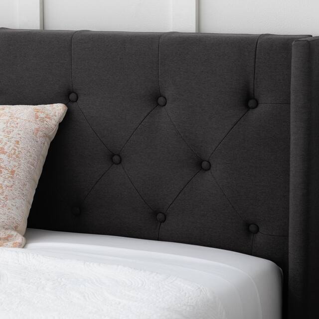 Brookside Isabelle Button Tufted Wingback Upholstered Bed
