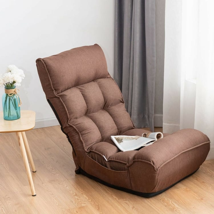 4-Position Adjustable Floor Chair Folding Lazy Sofa - 24" x 26" x 31" (L x W x H)