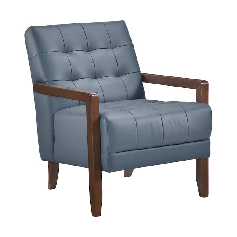 Leland Leather Match Accent Chair - Blue