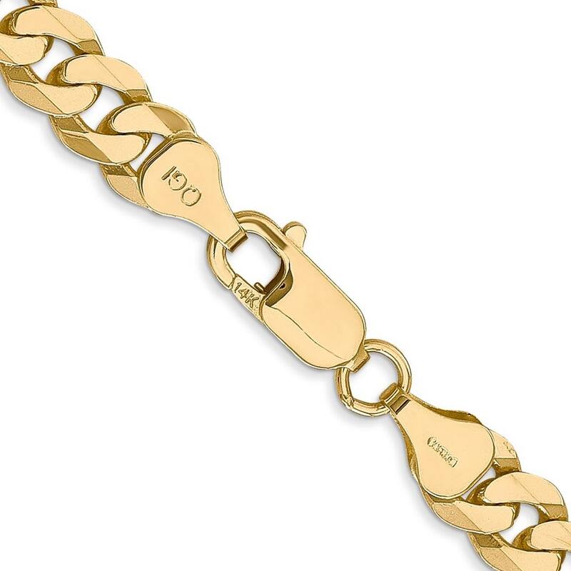 Curata 10k Yellow Gold 7.25mm Flat Beveled Curb Chain Bracelet