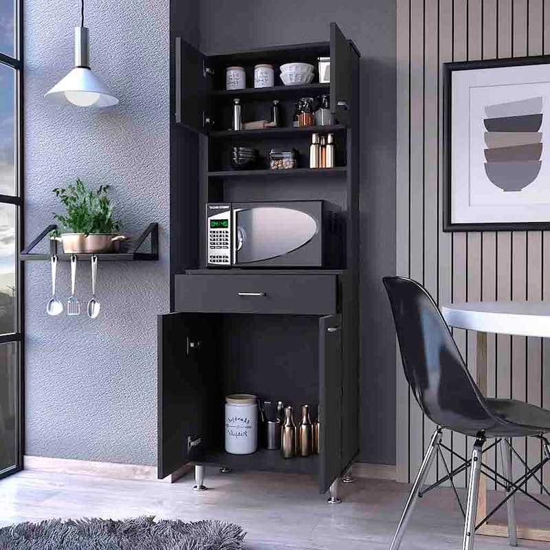 Two Door Cabinets, One Drawer, Four Adjustable Metal Legs
