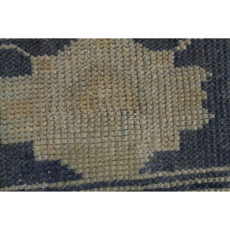 Hand Knotted Oriental 100% Wool Carpet Transitional All-Over Beige & Ivories Oushak Runner Rug - 12' 4'' X 2' 9''