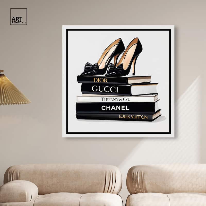 Ink Books and Heels Canvas by Art Remedy, Gallery Wrapped