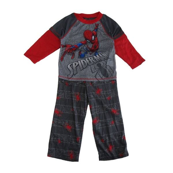 Shop Marvel Little Boys Red Gray Spiderman Print Long Sleeve 2 Pc