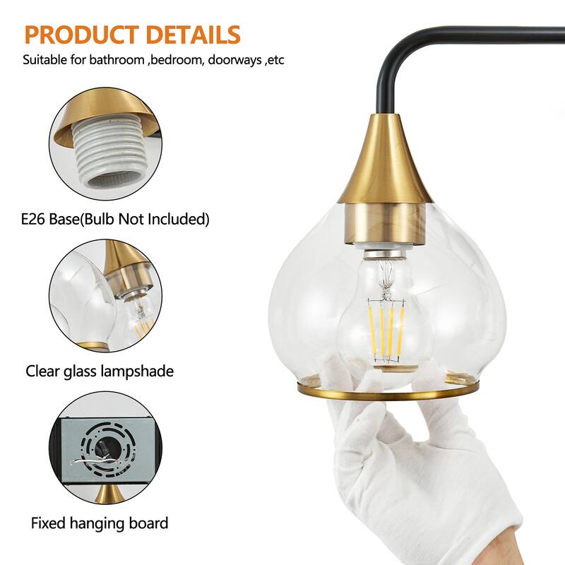 31" Modern 4-Light Vanity Wall Sconce, Bathroom Light Fixture with Clear Glass Shades
