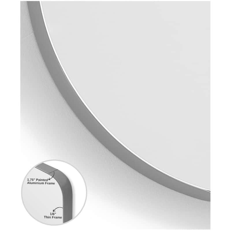 SUNBOW 24-inch Modern Silver Flat Round Wall Mirror - 24