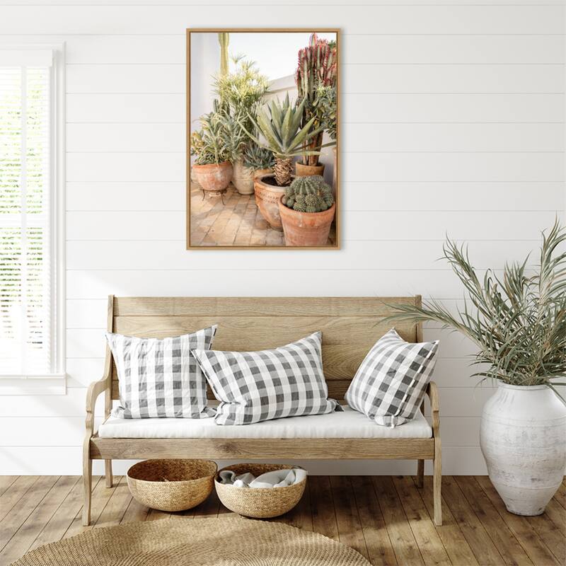 Patio Garden with Potted Succulents by Henrike Schenk Framed Canvas Wall Art Print - Sylvie Natural