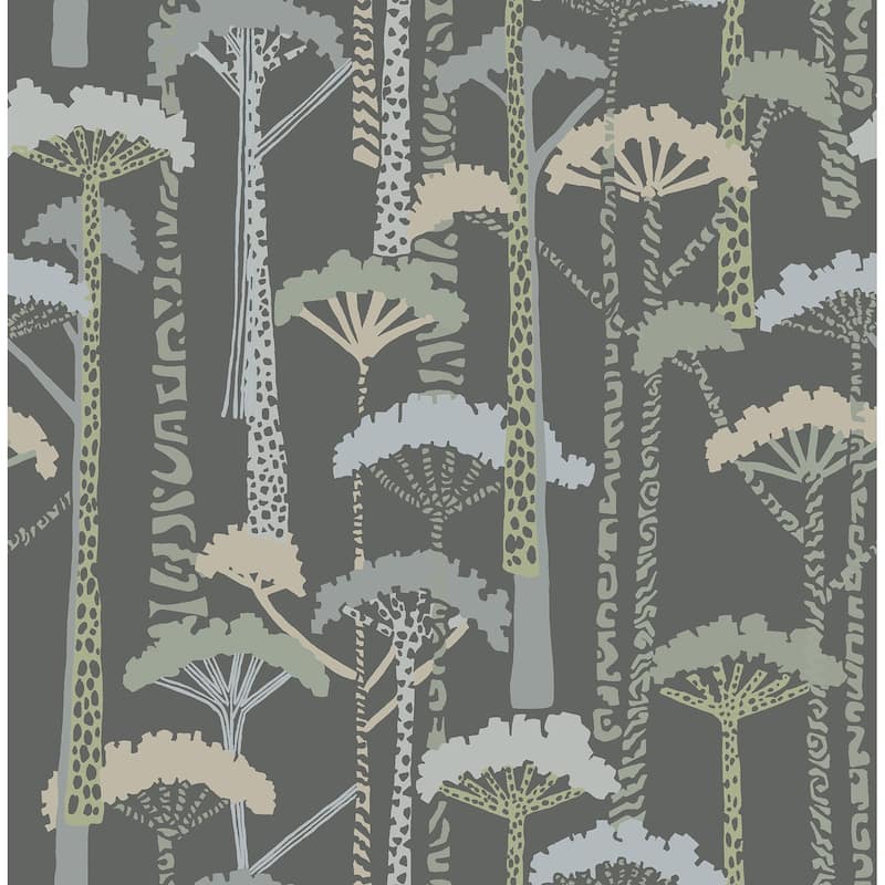 A-Street Prints Unify Aqua Forest Wallpaper