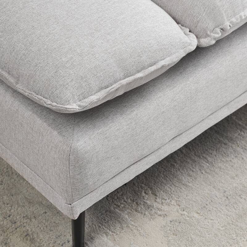 89-Inch Light Grey Polyester Blend Sofa with Easy Assembly and Comfort Features