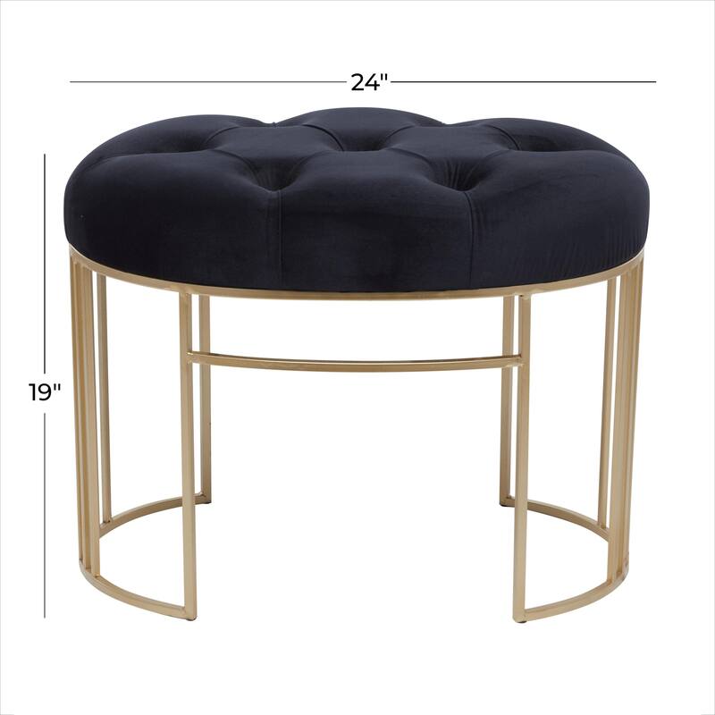 White, Black or Gray Velvet Tufted Home Bench with Gold Metal Legs