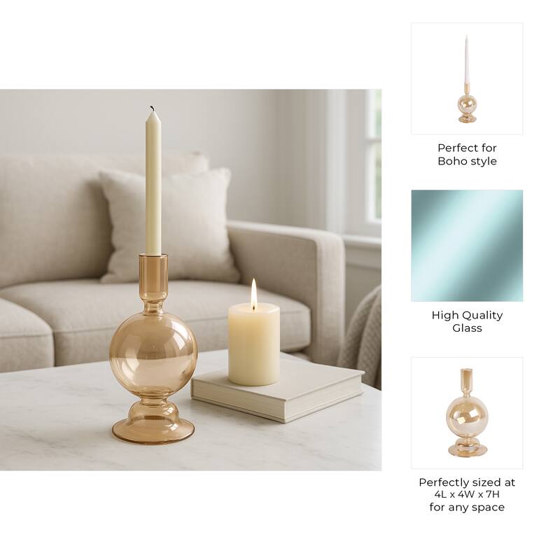 Glass Modern Bubble Taper Candle Holder