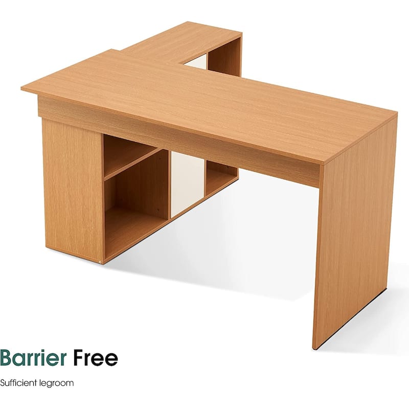 ivinta Convertible Executive Desk, L Shaped Computer Office Desk Wood Corner Deak with Storage Drawer