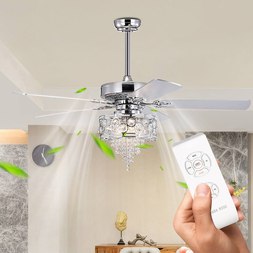 52 in. LED Gray Wood Ceiling Fan with LED Light, Remote Control, Modern AC Motor and 5 Fan Blades - Brushed Nickel