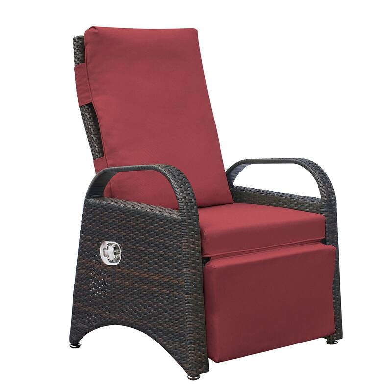 Outdoor Recliner Chair,2 Buckle Reclining Lounge Chair and Removable Soft Cushion,with Modern Armchair and Ergonomic for Home