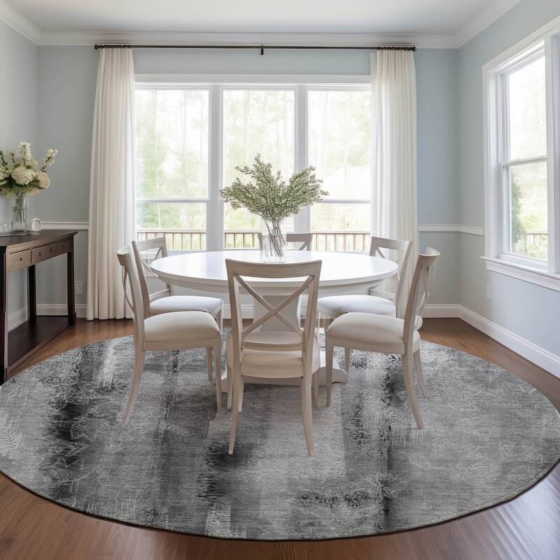 Machine Washable Indoor/ Outdoor Modern Imprints Chantille Rug