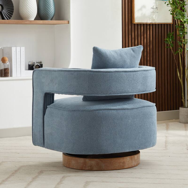 29"W Boucle Upholstered Swivel Armchair Single Sofa