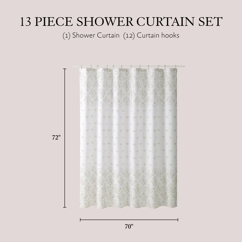 Jessica Simpson 13-Piece Shower Curtain and Hooks Set