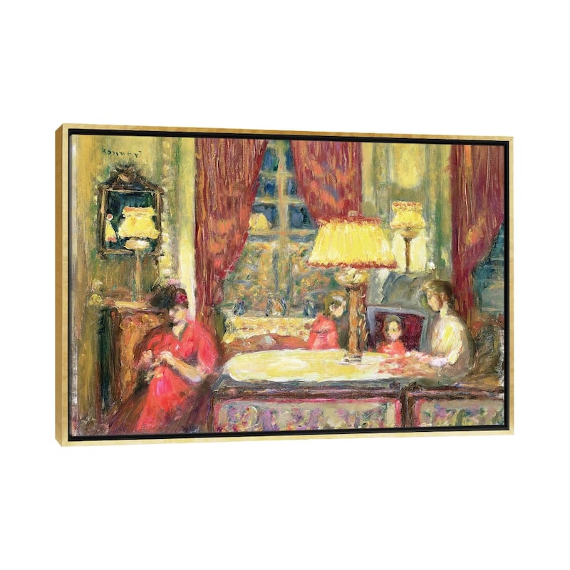 iCanvas "Lamp-Lit Interior With Figures" by Pierre Bonnard Framed - Gold - 18x26